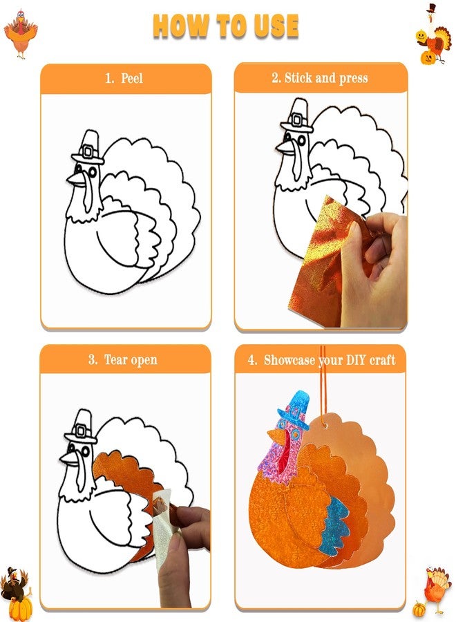 ام ال او ال ام مجموعة MLOLM المكونة من 24 قطعة من ورق القصدير لتزيين عيد الشكر، مثالية للأعمال الفنية والحرفية الخريفية، مع رسومات الديك الرومي واليقطين وعباد الشمس. مشروع فني إبداعي سهل التنفيذ، مناسب لفصل الخريف وعيد الشكر. - Image 3